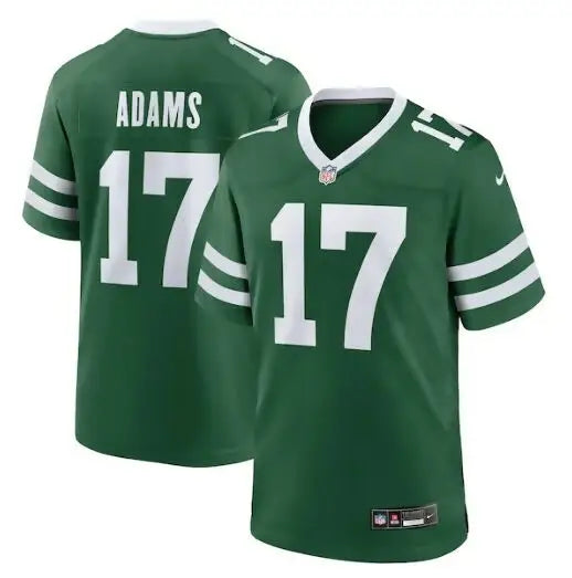 Green Davante Adams New York Jets Nike Game Jersey with white numbers and name