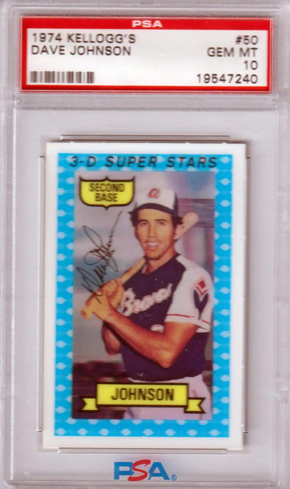Graded Dave Johnson baseball card from Kellogg’s 3D Super Stars series at Columbia Hobby