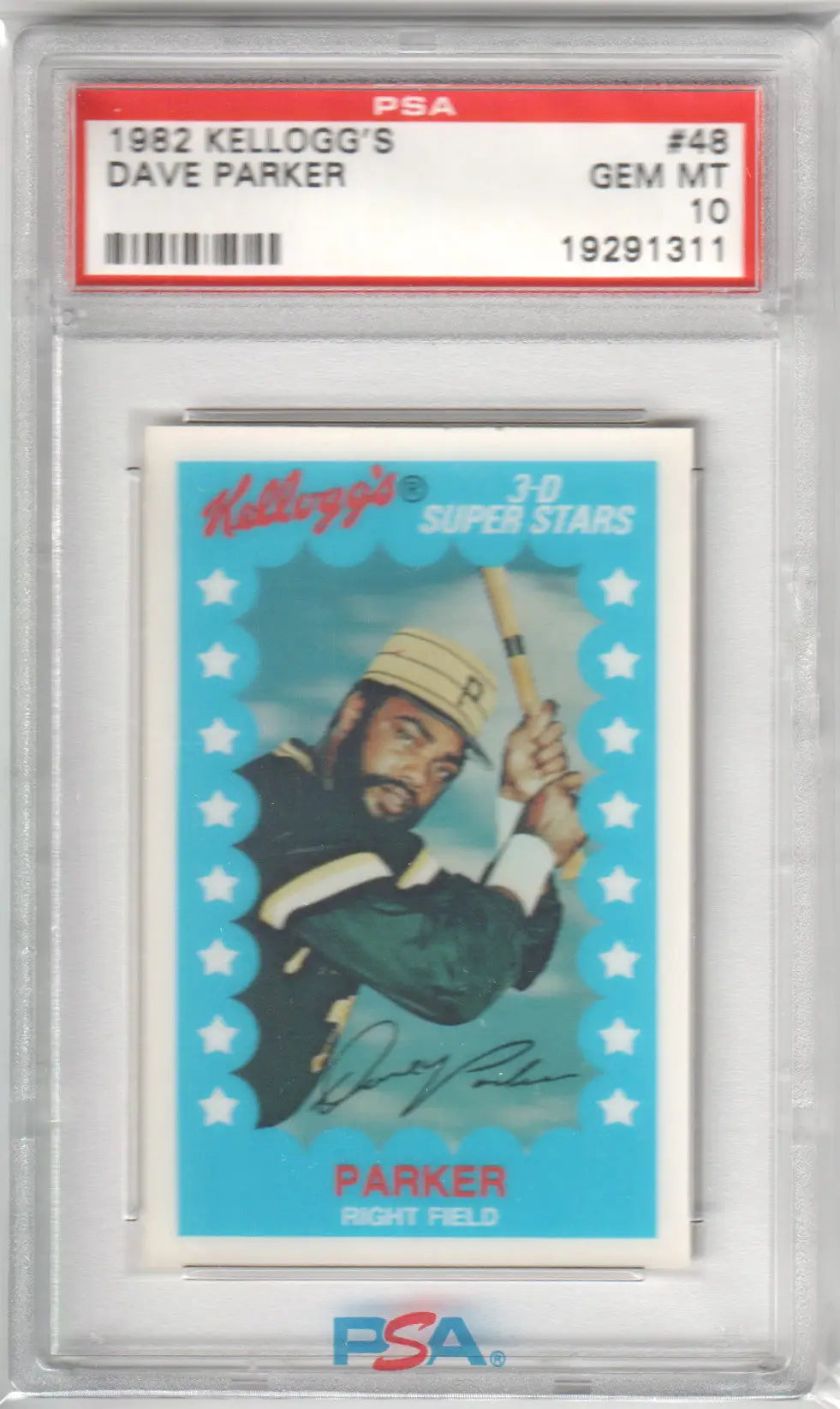 Graded Dave Parker baseball card from Super Stars collection in a Columbia Hobby product