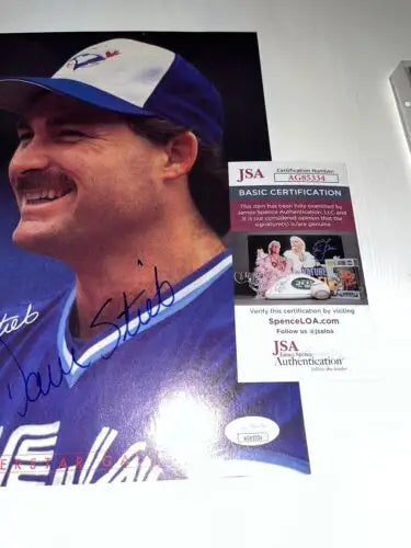 Signed Paul Stieb baseball photo from Dave Stieb Toronto Blue Jays magazine page
