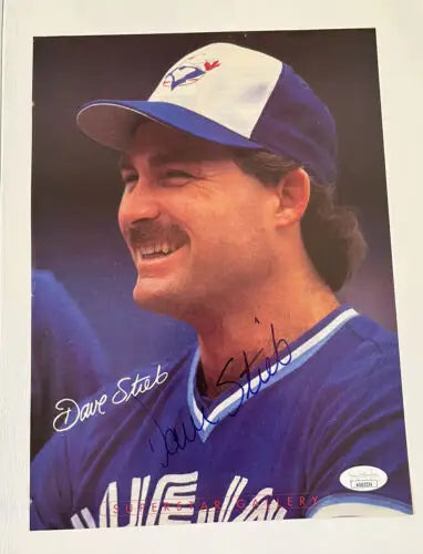 Autographed Dave Stieb Toronto Blue Jays baseball photo, Beckett magazine page JSA
