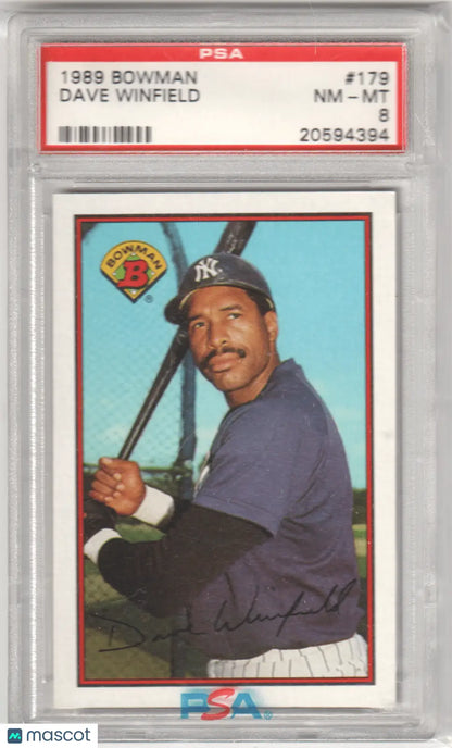 Columbia Hobby graded Dave Winfield baseball card from 1989 Bowman series