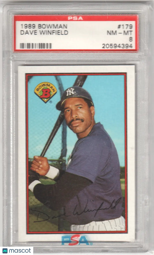 Columbia Hobby graded Dave Winfield baseball card from 1989 Bowman series