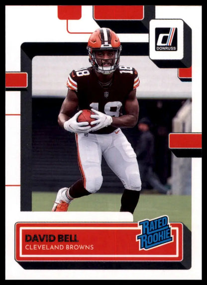 David Bell football card from the 2022 Donruss Rookie series featuring Cleveland Browns