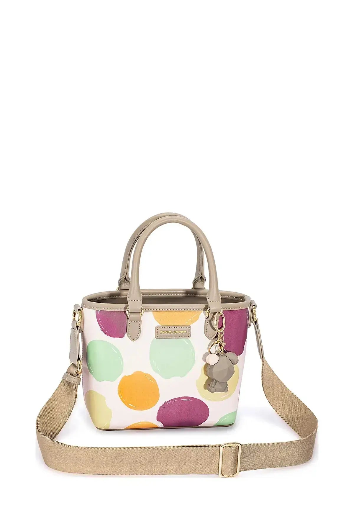 David Jones Colorful Polka Dot Handbag - ALMOND MILK / One Size