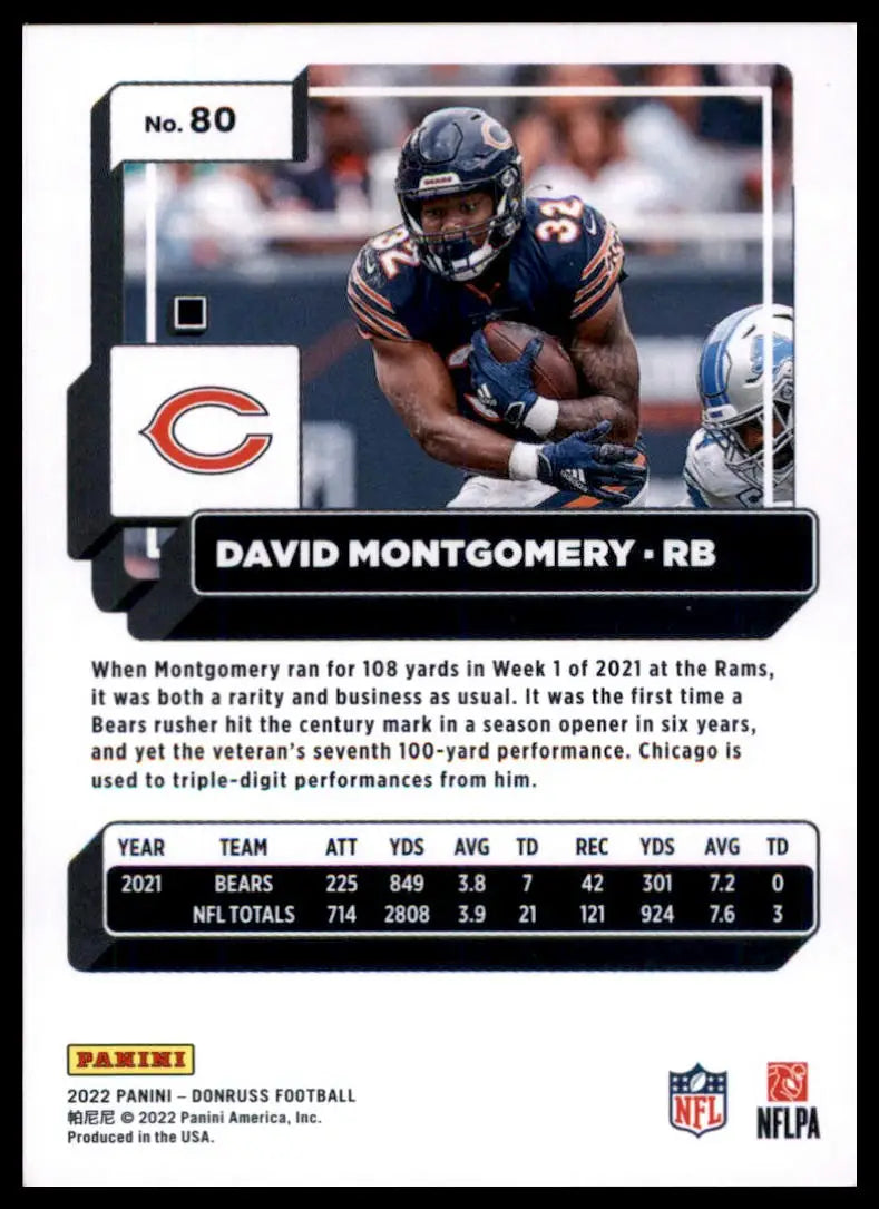 David Montgomery football card from 2022 Donruss Chicago Bears collection