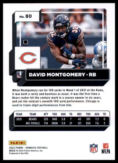 David Montgomery football card from 2022 Donruss Chicago Bears collection