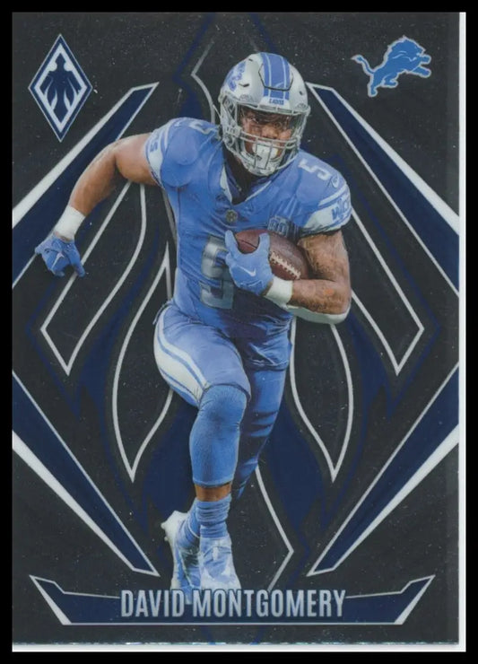 Football trading card of David Montgomery in Detroit Lions uniform from Panini Phoenix series