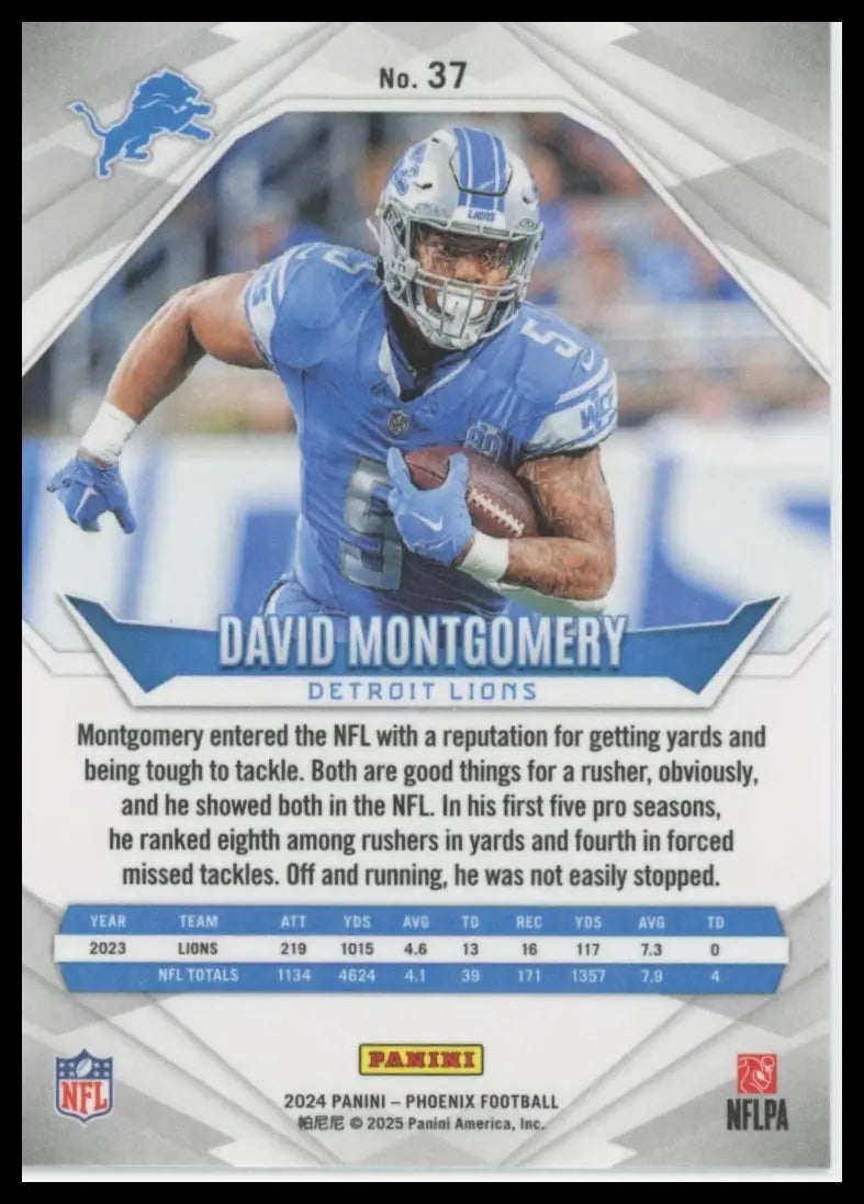NFL trading card of David Montgomery from Panini Phoenix 2024 Detroit Lions