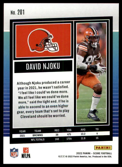 David Njoku football card from 2022 Score series featuring Cleveland Browns player