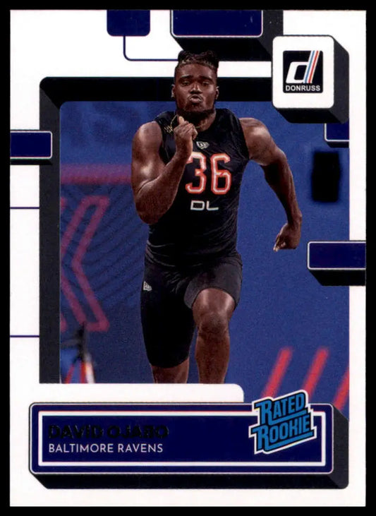 David Ojabo rookie card from 2022 Donruss product featuring Baltimore Ravens