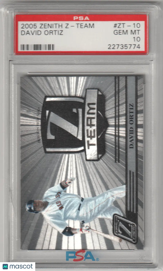 Graded David Ortiz baseball card from Zenith Z-Team by Columbia Hobby in PSA 10 GEM MINT