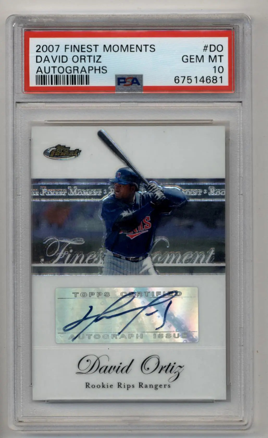 PSA 10 Gem Mint David Ortiz Finest Moments Auto baseball card with autograph