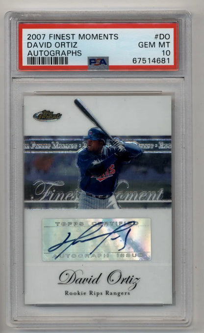 PSA 10 Gem Mint David Ortiz Finest Moments Auto baseball card with autograph