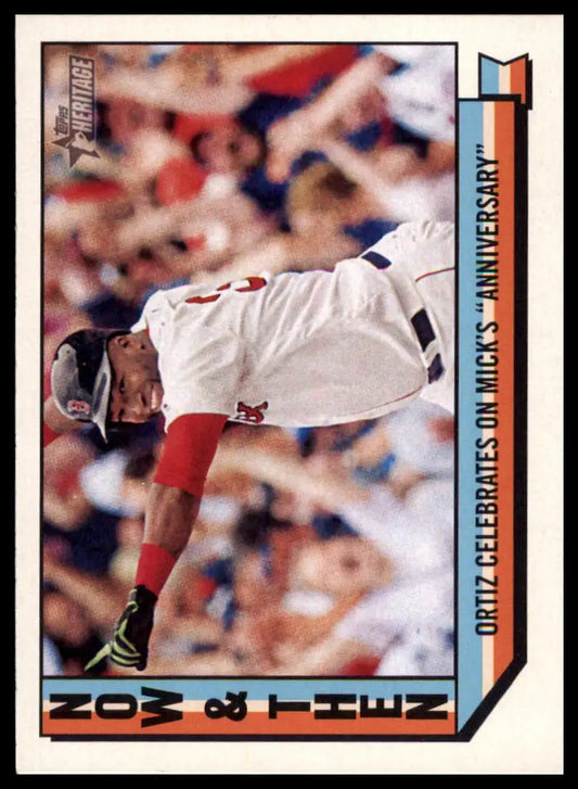 Baseball card of David Ortiz from Topps Heritage 2016 Boston Red Sox collection
