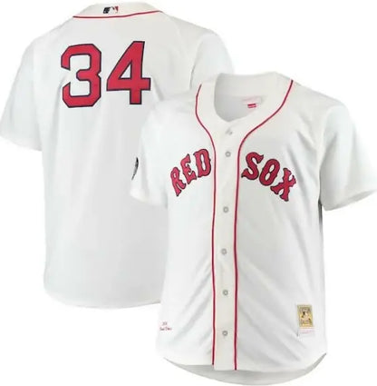 White David Ortiz Boston Red Sox Big Tall Home Authentic Player Jersey displaying team logo