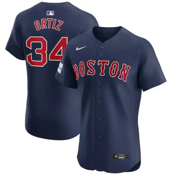 Navy blue David Ortiz Boston Red Sox Nike Alternate Elite Sponsor Patch Player Jersey