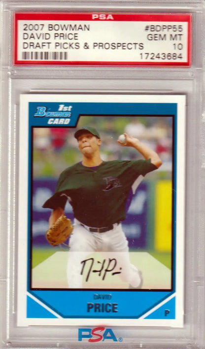 David Price 2007 Bowman Draft Picks rookie card PSA 10 GEM MINT Columbia Hobby