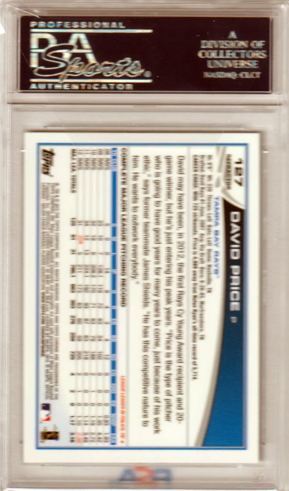 Graded David Price Topps Chrome Xfractor PSA 10 GEM MINT baseball card