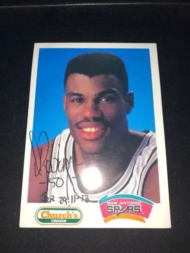 Signed David Robinson 5x7 promo card featuring San Antonio Spurs design