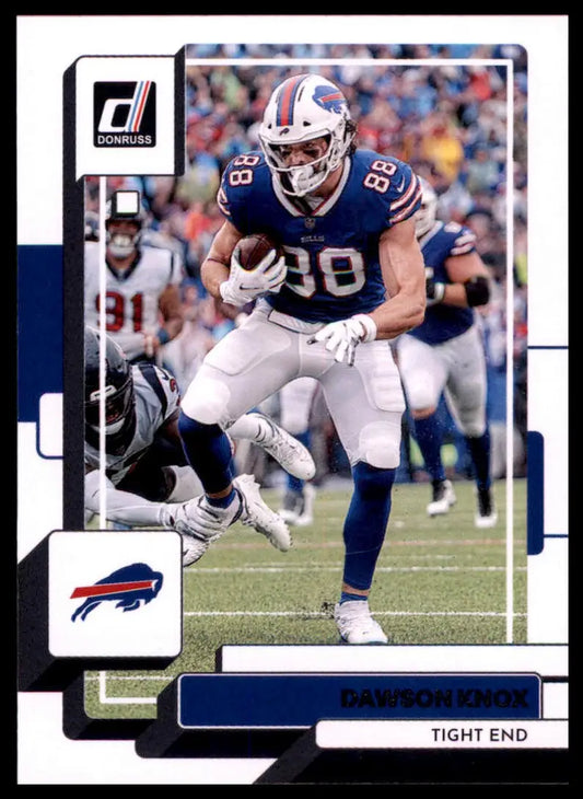 Dawson Knox 2022 Donruss football card featuring Buffalo Bills player Dawson Knox