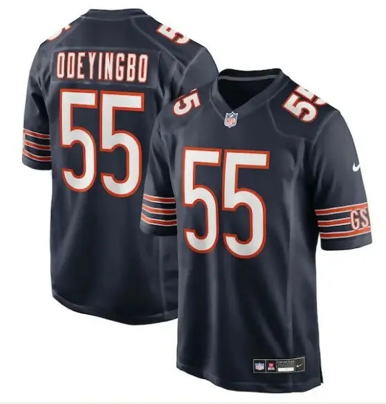 Navy blue Dayo Odeyingbo Chicago Bears Nike game jersey with number 55 on the back