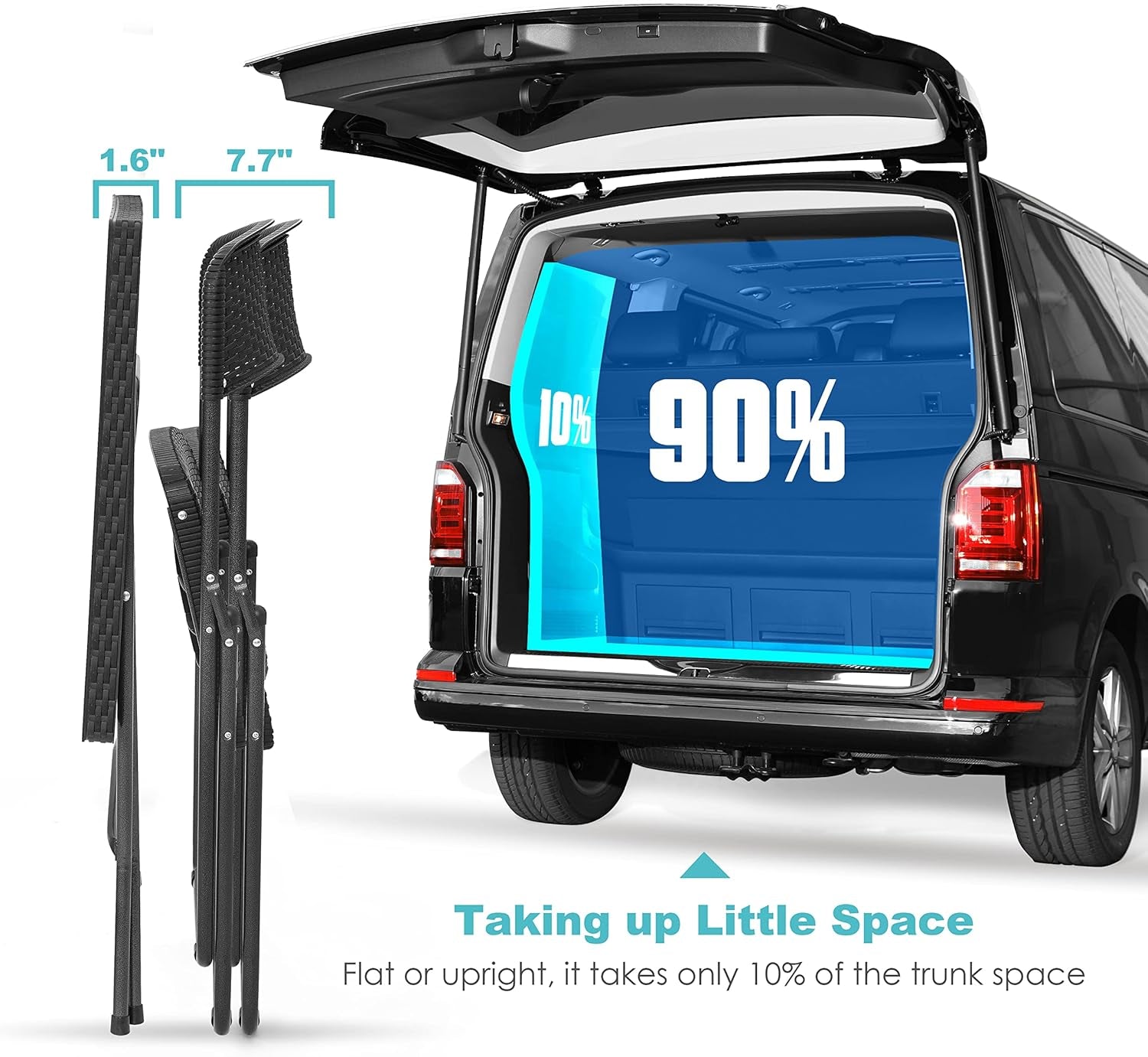 3 Pieces Folding Patio Bistro Set Bistro Table and Chairs Set for Outside, All Weather Small Patio Set for Balcony Porch Backyard, Black-3