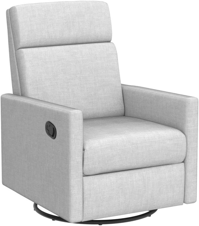 Modern Upholstered Manual Swivel Recliner Chair W/Headsupport Adjustable Nursery Glider Rocker for Living Room, Bedroom Gray-4