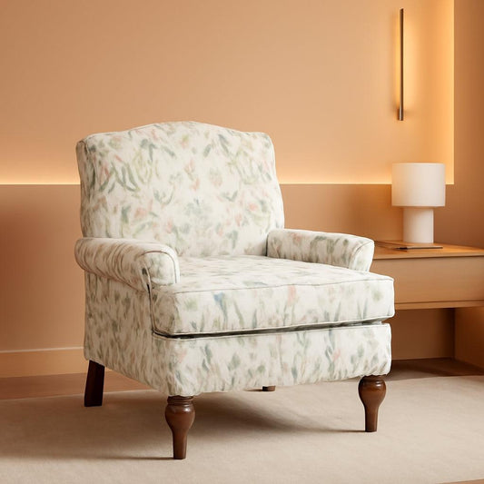 Floral Upholstered Accent Chair With Removable Cushion-0