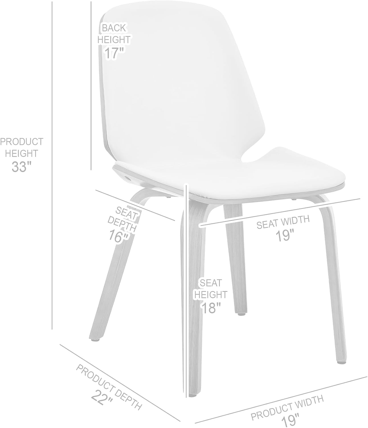 Brinley Mid Century Modern Gray Faux Leather and Black Wood Dining Room Accent Side Chair for Kitchen Table Desk Vanity-2