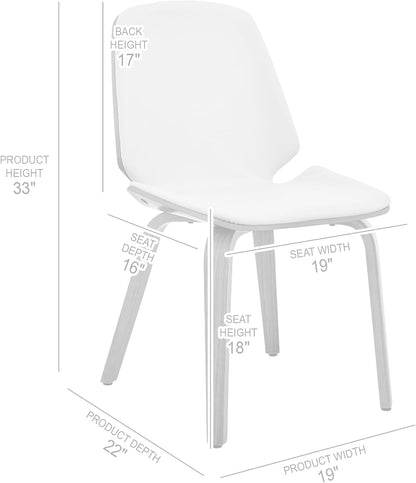 Brinley Mid Century Modern Gray Faux Leather and Black Wood Dining Room Accent Side Chair for Kitchen Table Desk Vanity-2