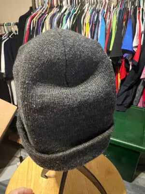 Dark gray Batman beanie hat with folded brim, perfect for Batman beanie fans