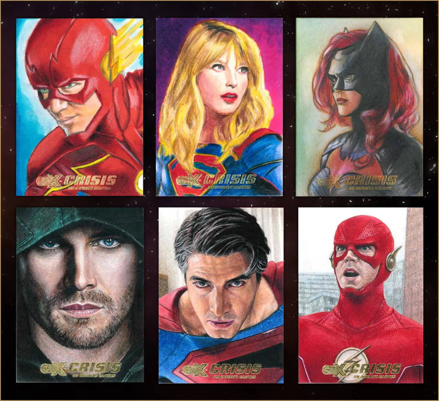 Superhero character portraits from DC Comics Crisis on Infinite Earths CZX Super Premium collection