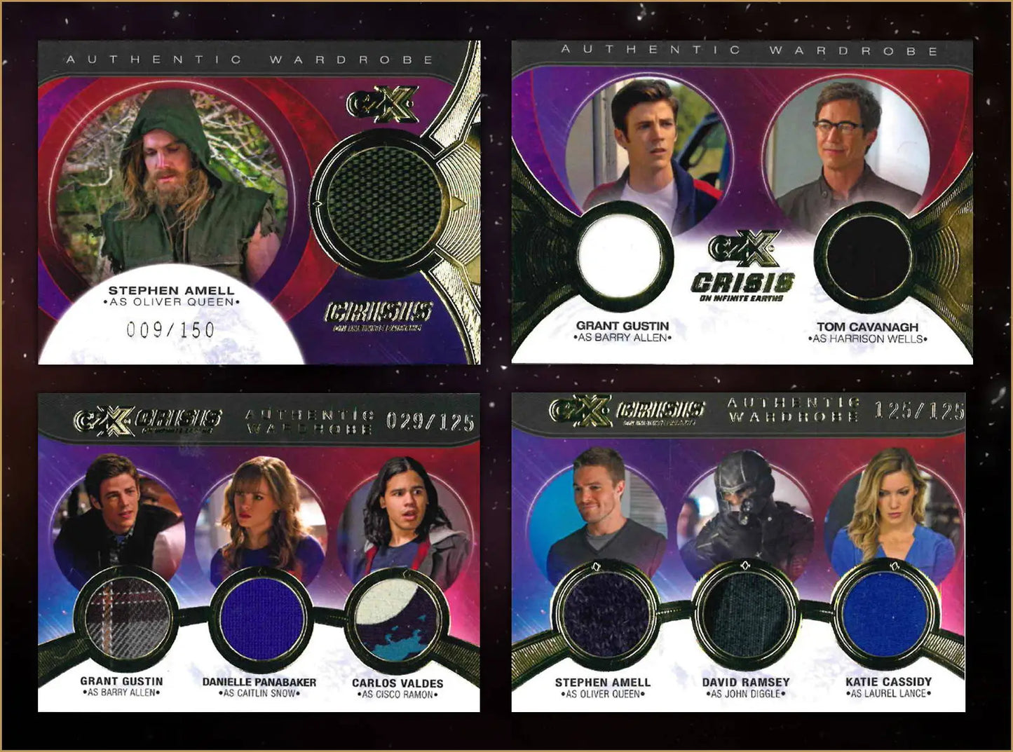 Crisis on Infinite Earths wardrobe cards from DC Comics CZX Super Premium Card Box