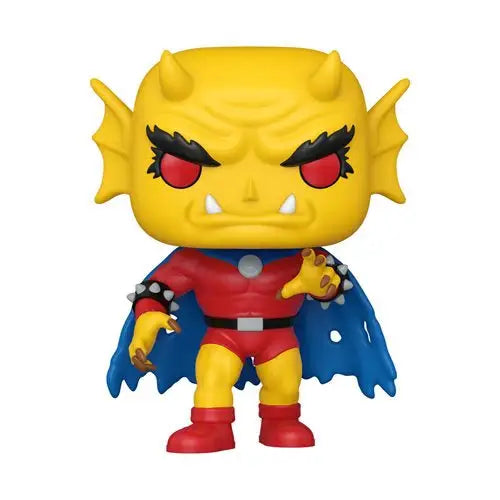 Yellow monster-like character Demon Funko Pop in superhero costume from Comics Justice League