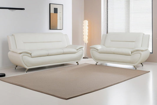 Sectional Sofa Sets, Living Room Furniture Sets Modern Faux Leather Sofa Couch 5-Seat Sofa for Living Room(A-Creamy White, Sofa+Loveseat)-0