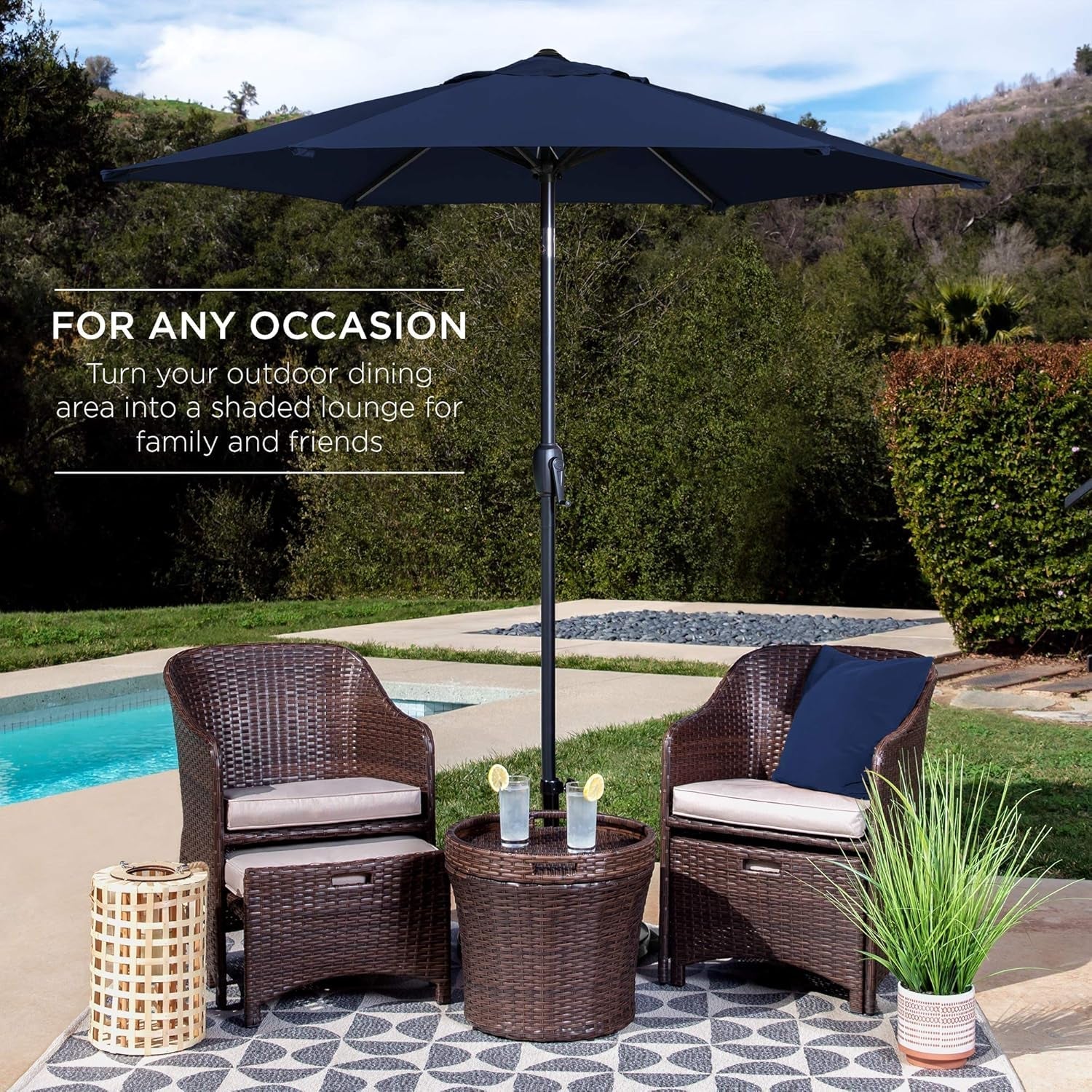 7.5ft Navy Patio Umbrella Tilt Crank Steel-2