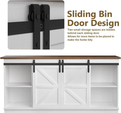 65-Inch Farmhouse TV Stand with Sliding Barn Doors-3