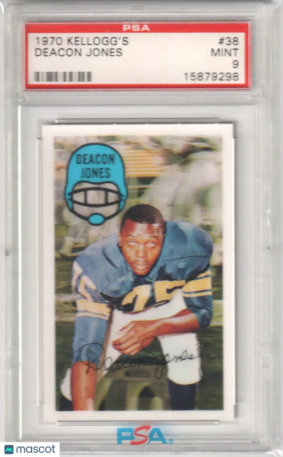 Columbia Hobby Deacon Jones 1970 Kellogg’s football card graded PSA 9 Mint