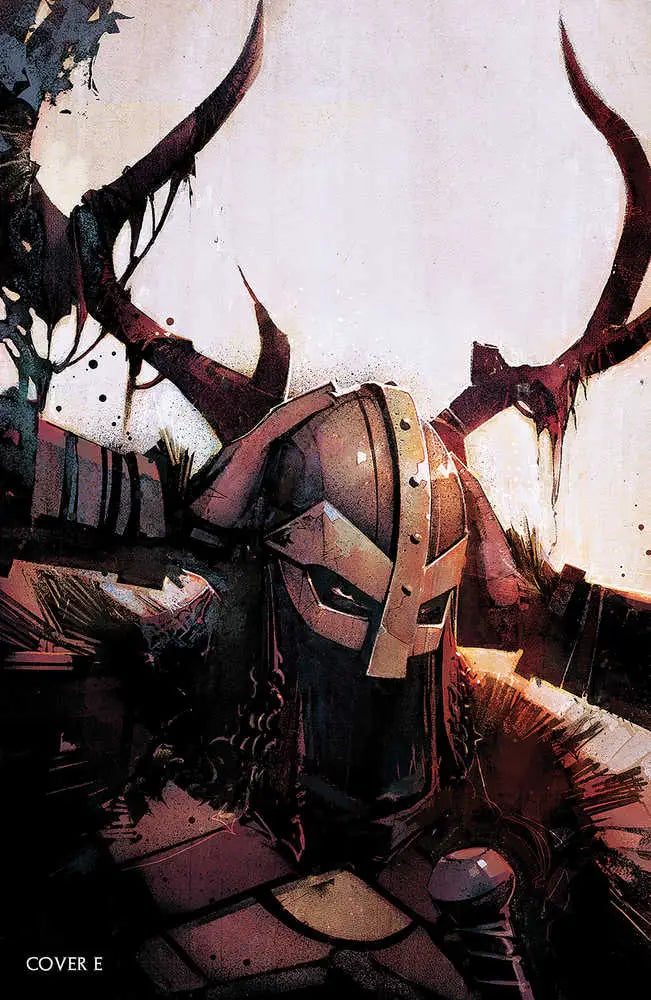 Dark horned helmet with metallic finish on Dead Romans #1 Cover E Marinkovich trading cards