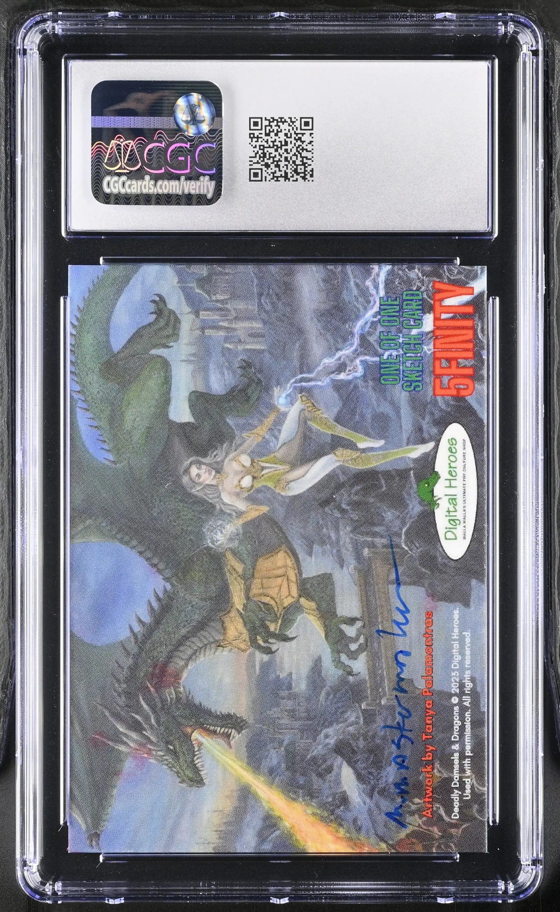 Graded CGC 10 Michael Mastermaker sketch card of a Jurassic Park scene with dinosaurs