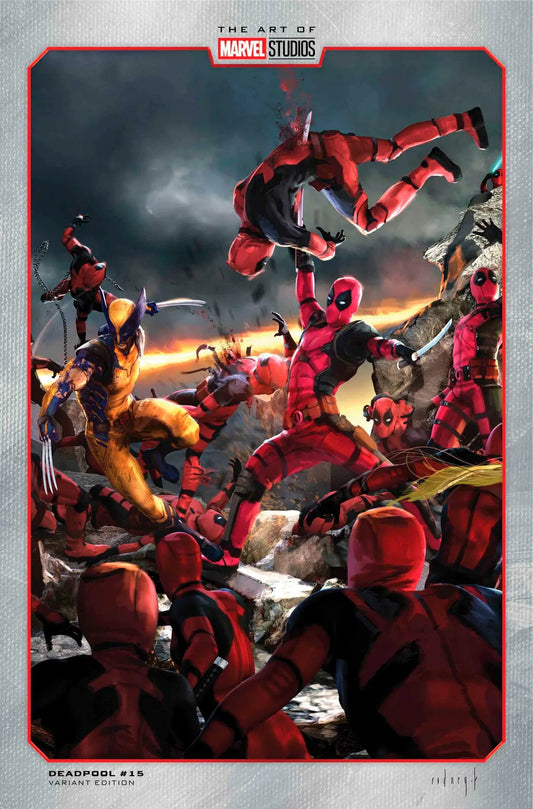 Deadpool comic book cover featuring Marvel Studios Variant with death grip by Rodney Fuentebella