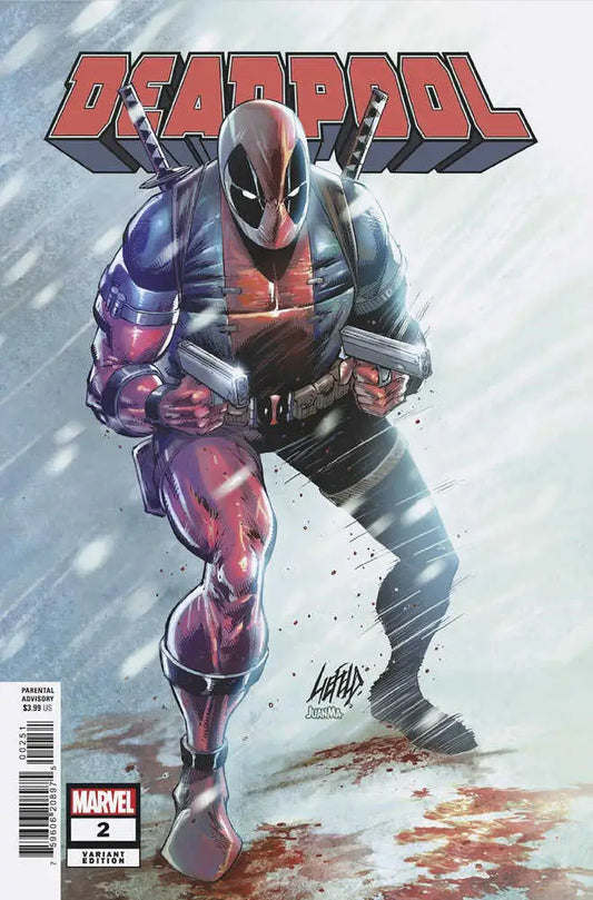 Deadpool #2 Rob Liefeld Variant cover with character in snow, perfect for trading cards