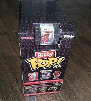 Deadpool Bitty Pop display box with mystery blind bag vinyl figures for collectors
