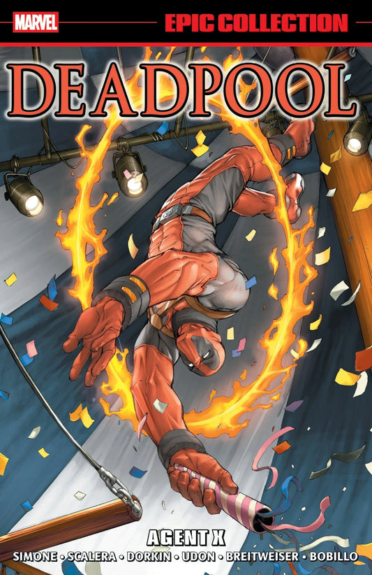 Deadpool comic book cover from Deadpool Epic Collection Agent X featuring a black swan theme