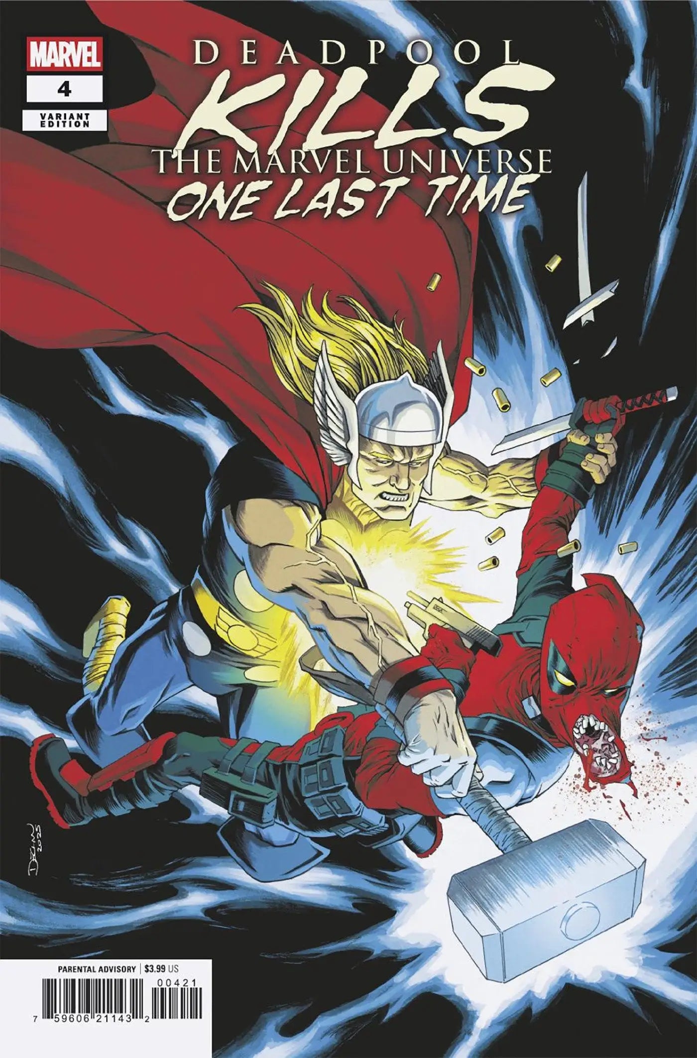 Comic book cover of Deadpool Kills the Marvel Universe One Last Time #4 Declan Shalvey Variant