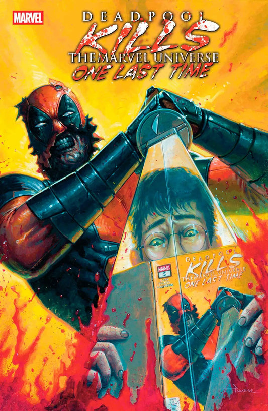 Comic book cover Deadpool kills Marvel Universe featuring Deadpool and a reflection