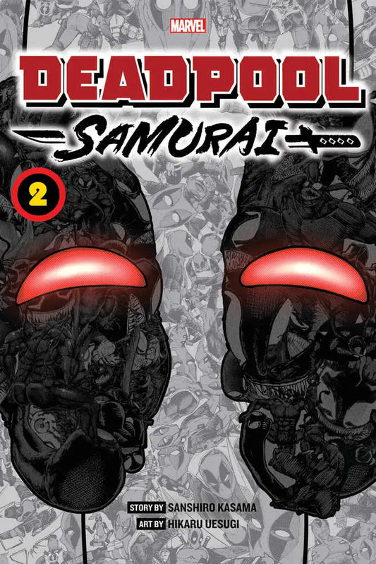 Deadpool Samurai graphic novel with dark cover and glowing red eyes featuring Deadpool Samurai