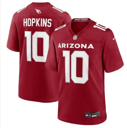 Red Arizona Cardinals DeAndre Hopkins NFL jersey with number 10 front and back