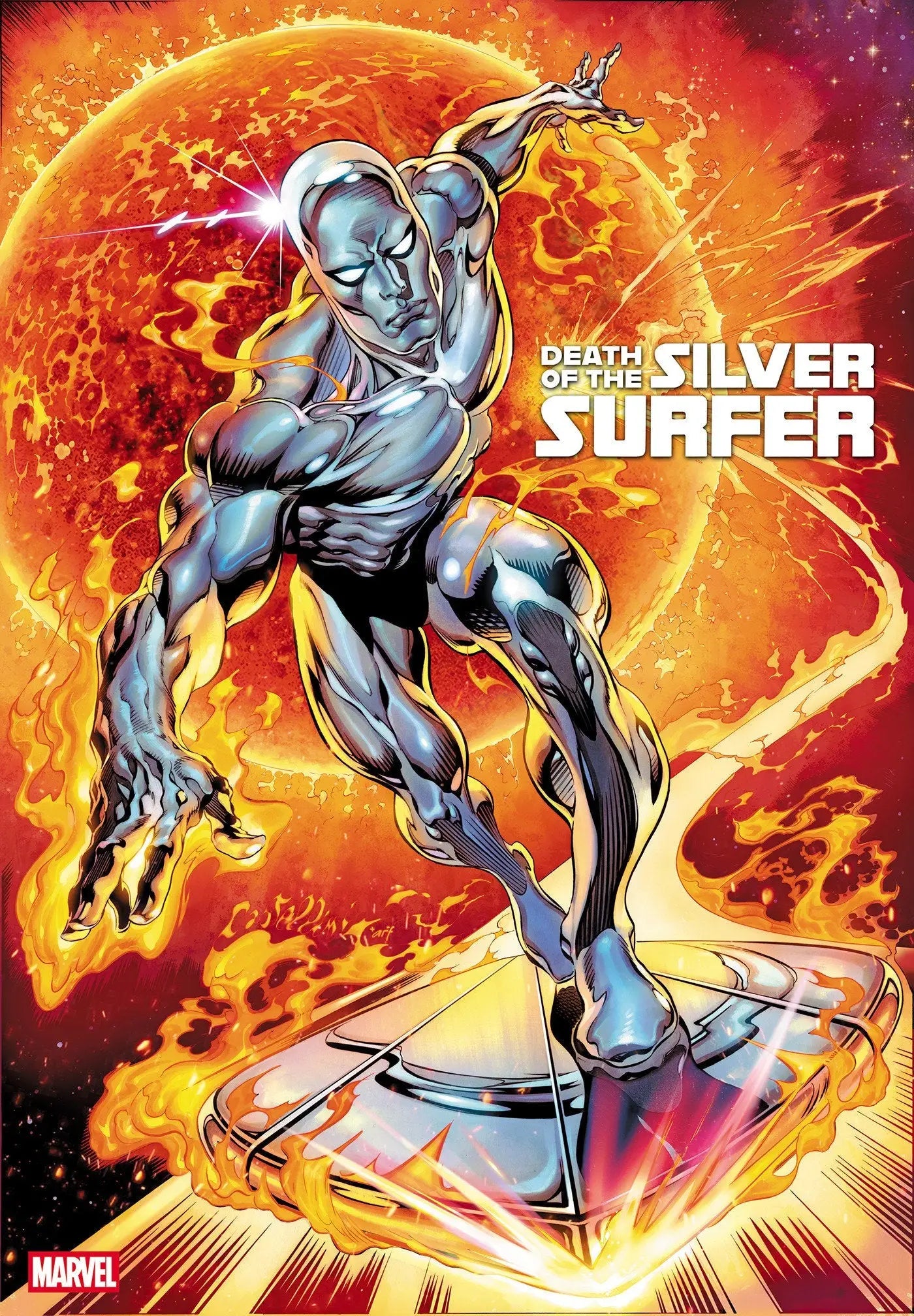 Comic book cover featuring Silver Surfer Claudio Castellini Variant for Death Of The Silver Surfer #2